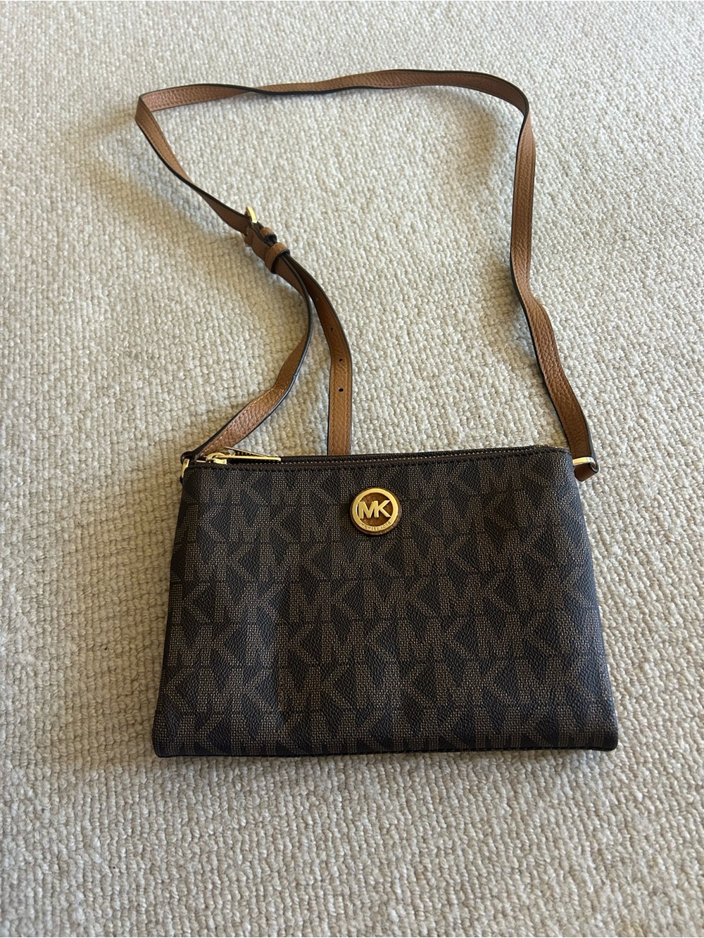 Michael Kors Fulton double Brown Logo Crossbody Bag